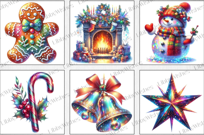 Holographic Christmas Clipart Bundle - CraftNest - Digital Crafting and Art