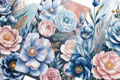Frosted Florals Junk Journal Papers - CraftNest - Digital Crafting and Art