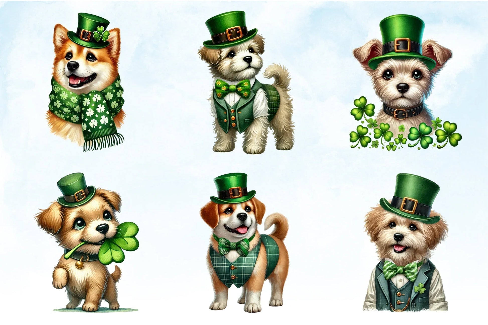 St Patrick's Day Dogs Clipart Bundle - CraftNest - Digital Crafting and Art