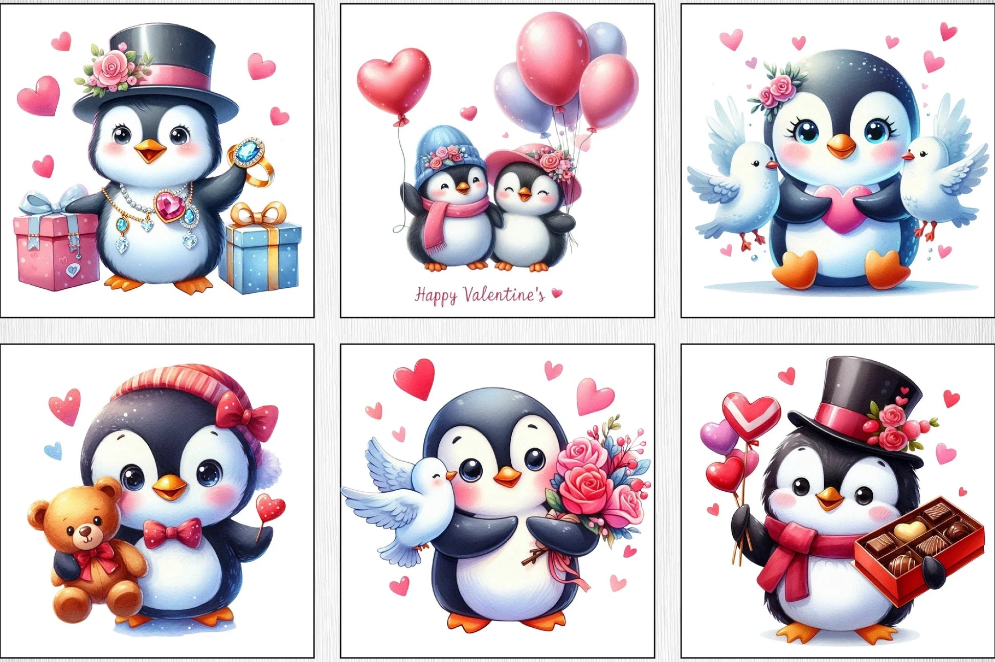 Valentine Penguin Clipart Bundle - CraftNest - Digital Crafting and Art