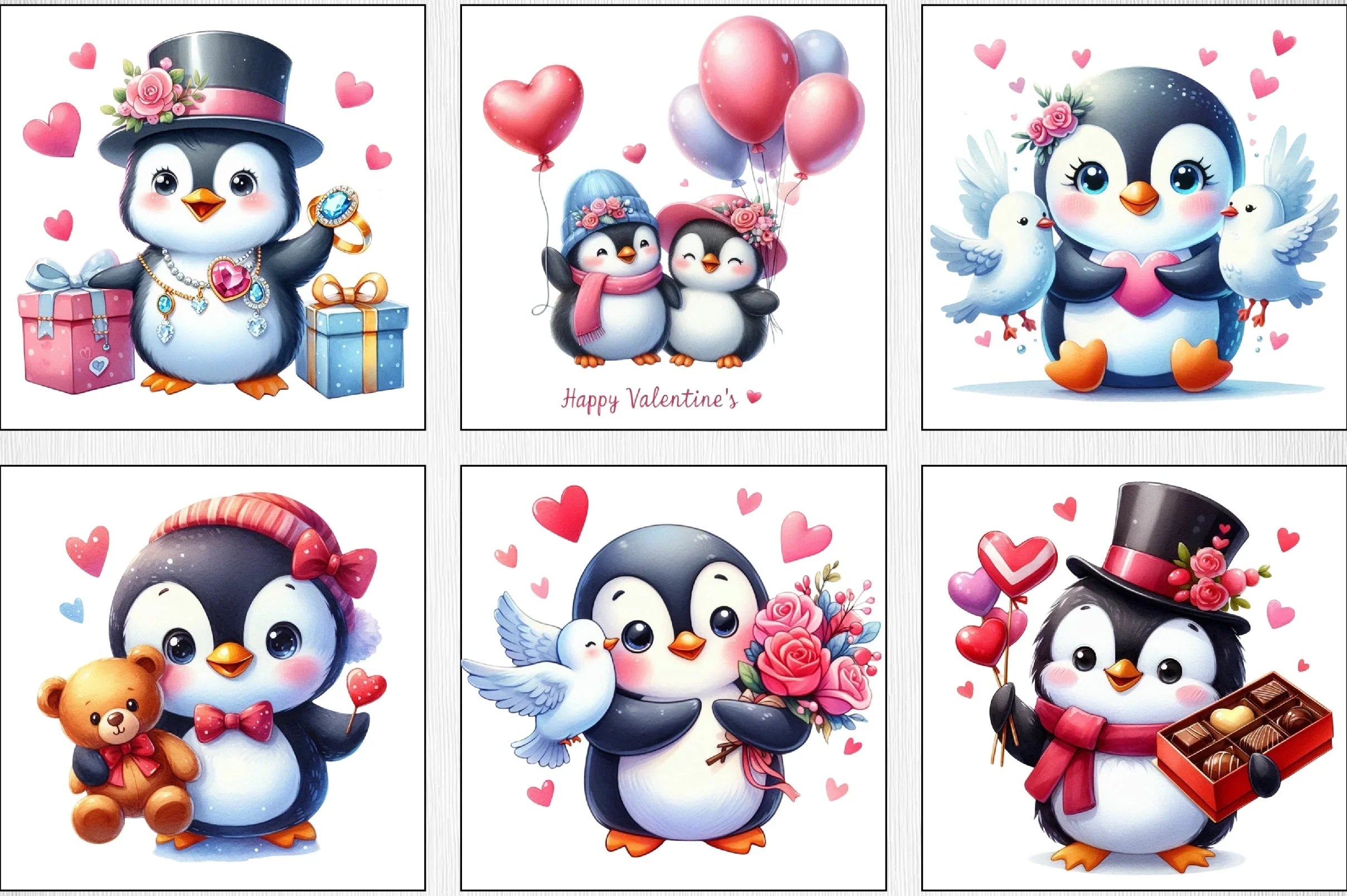 Valentine Penguin Clipart Bundle - CraftNest - Digital Crafting and Art