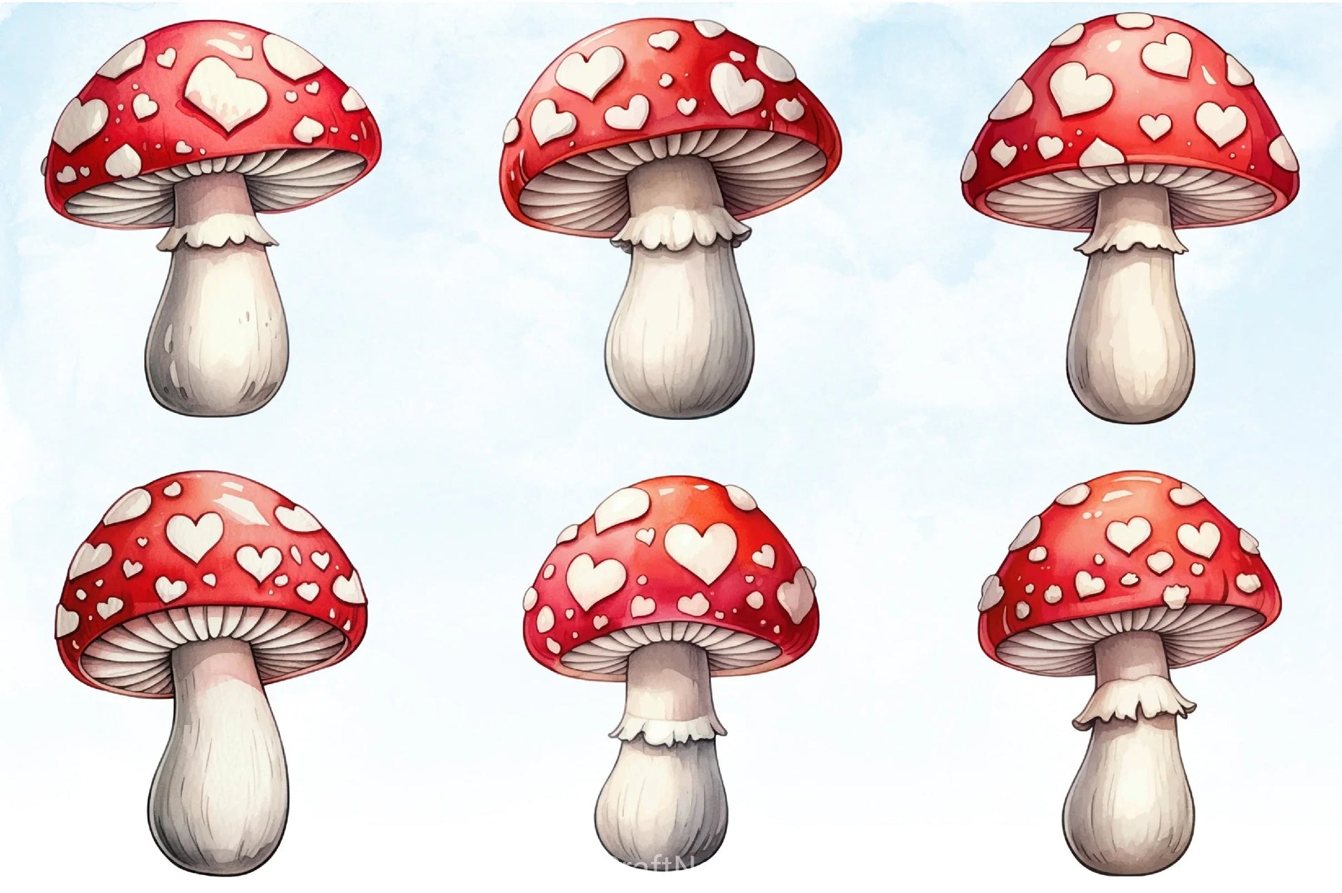 Valentine's Day Mushroom Clipart Bundle - CraftNest - Digital Crafting and Art