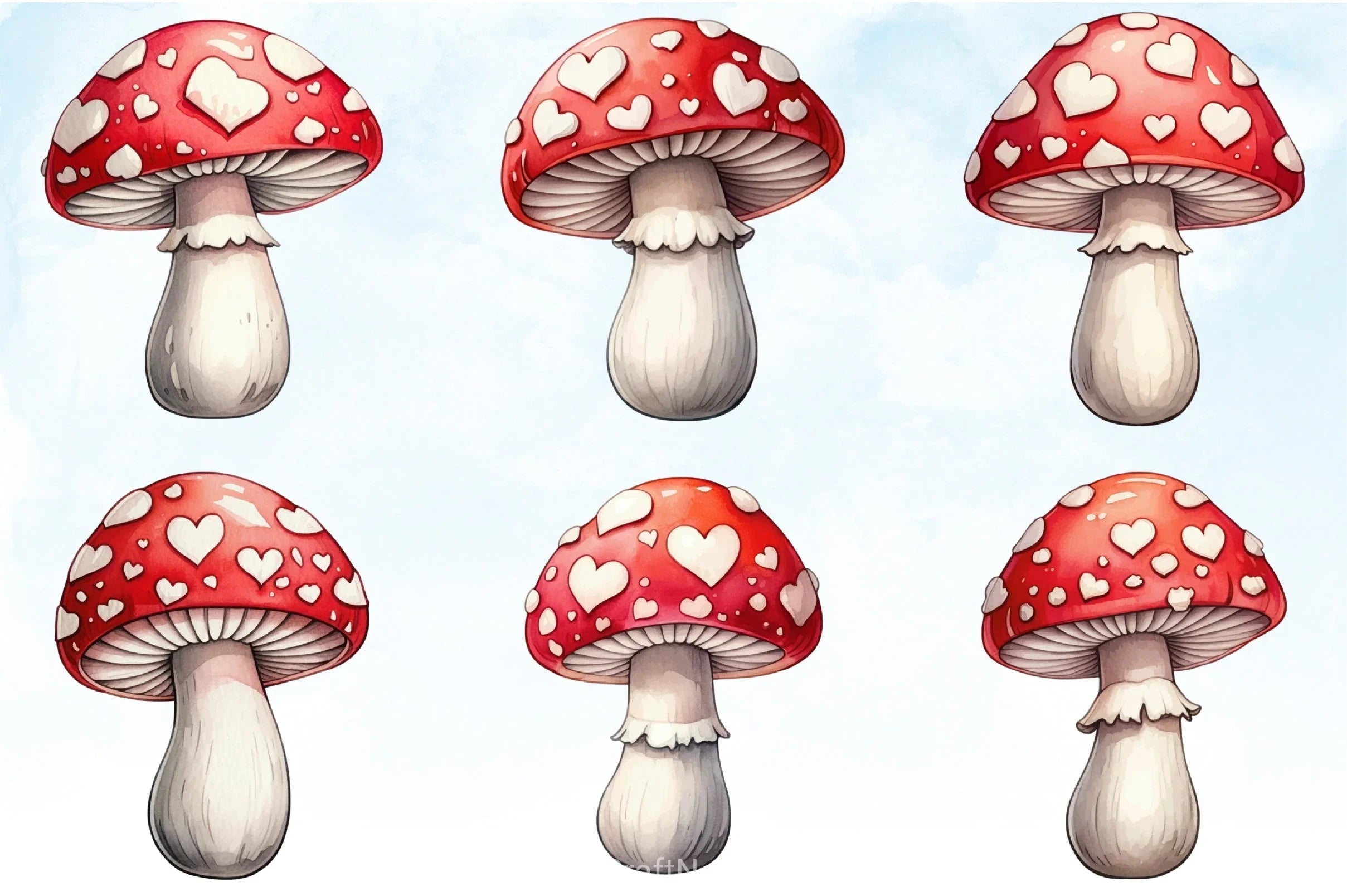 Valentine's Day Mushroom Clipart Bundle - CraftNest - Digital Crafting and Art