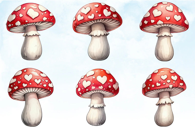 Valentine's Day Mushroom Clipart Bundle - CraftNest - Digital Crafting and Art