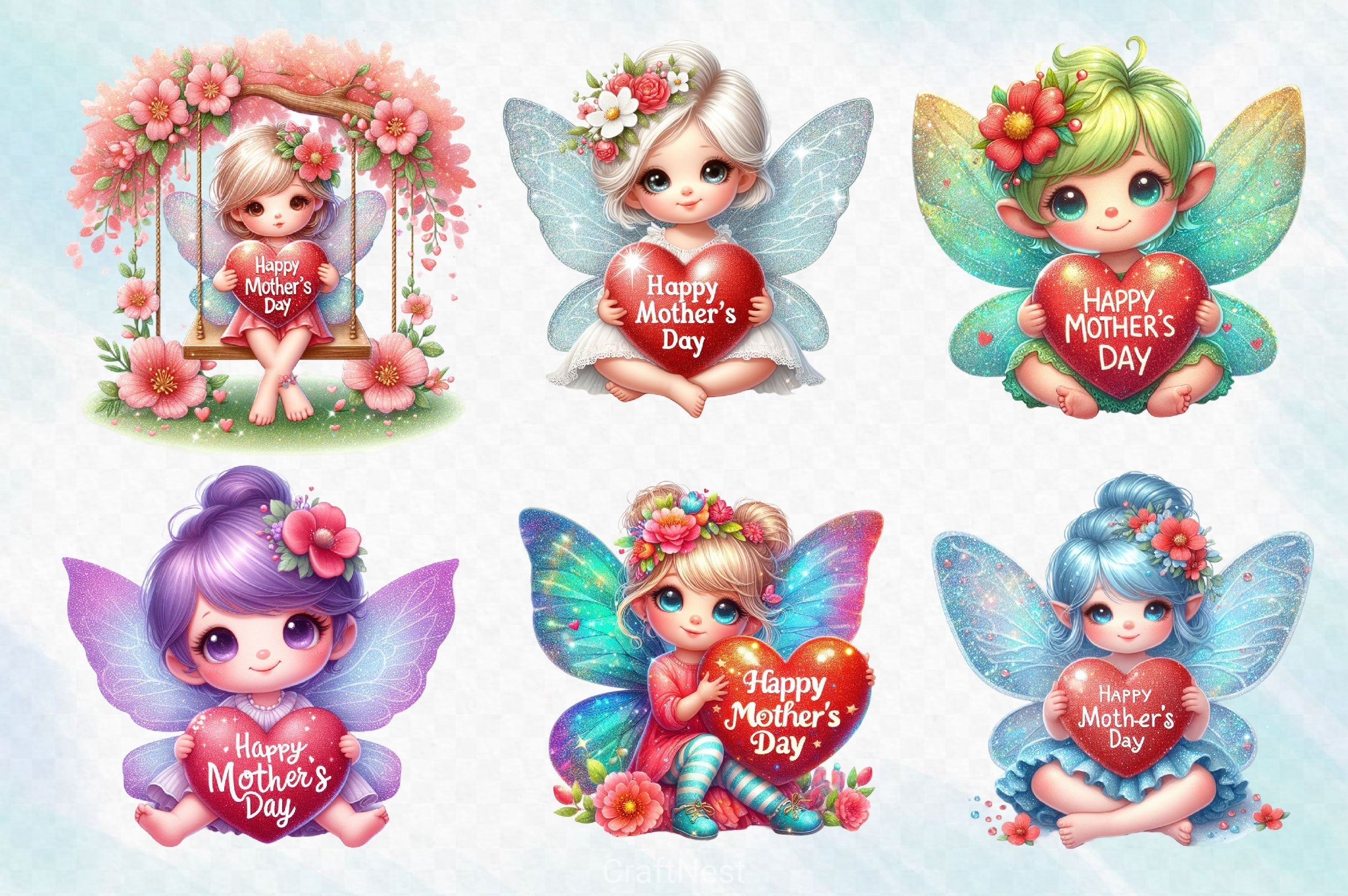 Mothers Day Cute Fairy Clipart Bundle