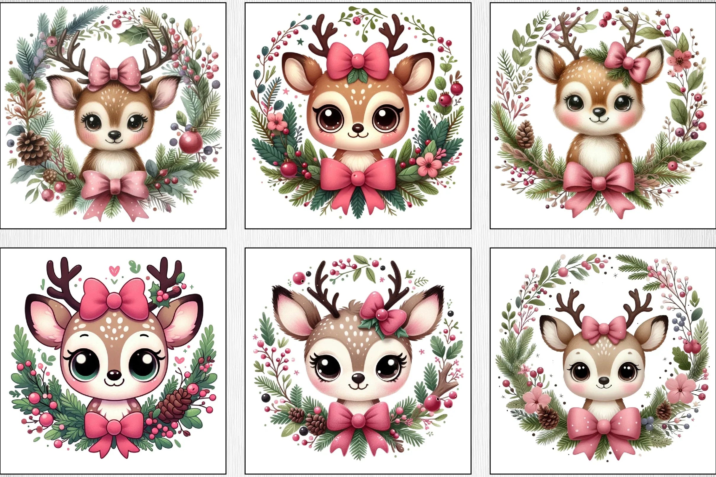 Christmas Reindeer Wreath Clipart Bundle - CraftNest - Digital Crafting and Art