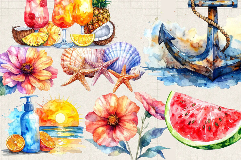 Summer Holiday Clipart - CraftNest - Digital Crafting and Art