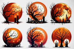Halloween Tree & Moon Clipart Bundle - CraftNest - Digital Crafting and Art