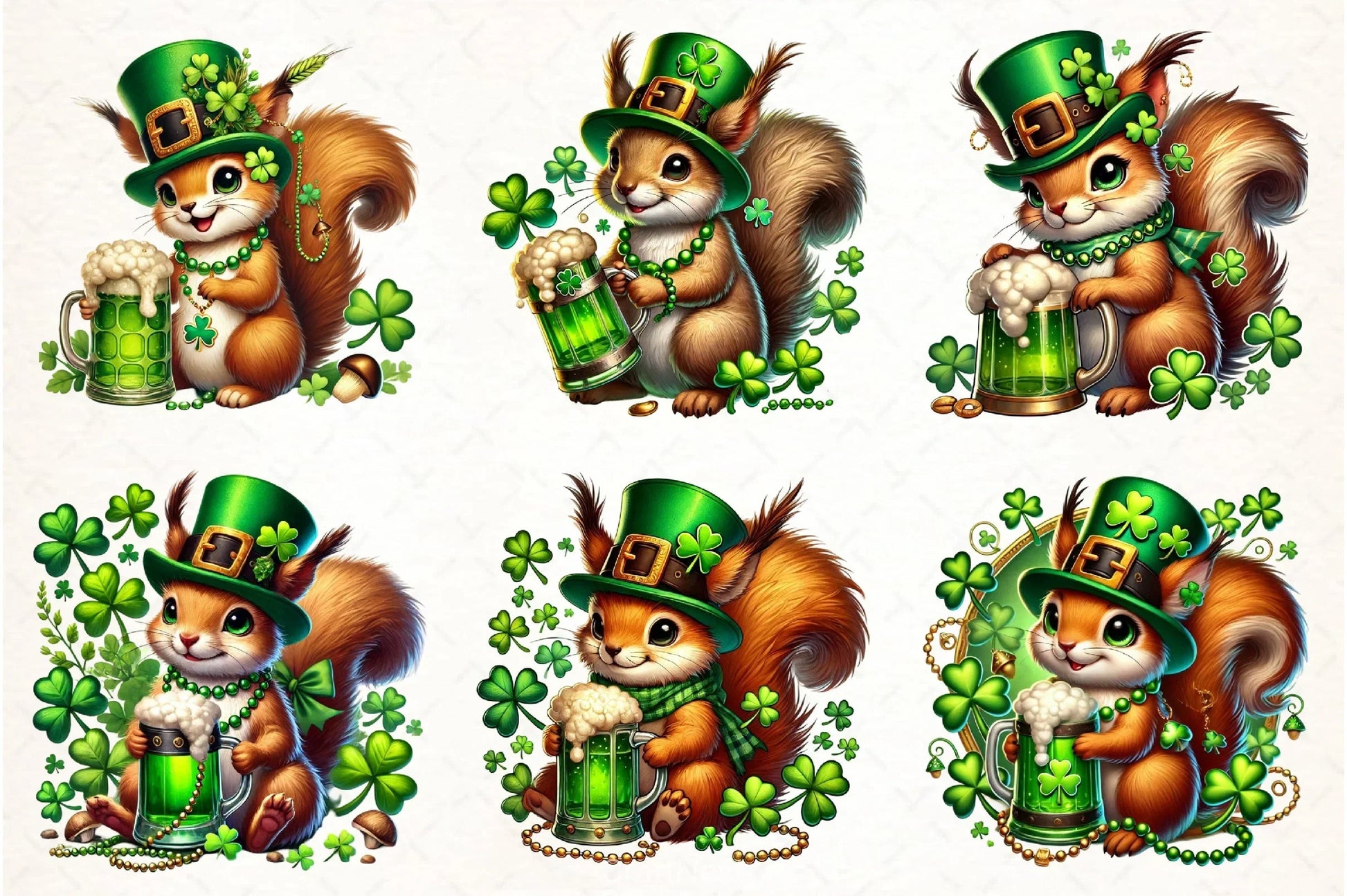 Cute Squirrel St. Patrick's Day Clipart Bundle - CraftNest - Digital Crafting and Art