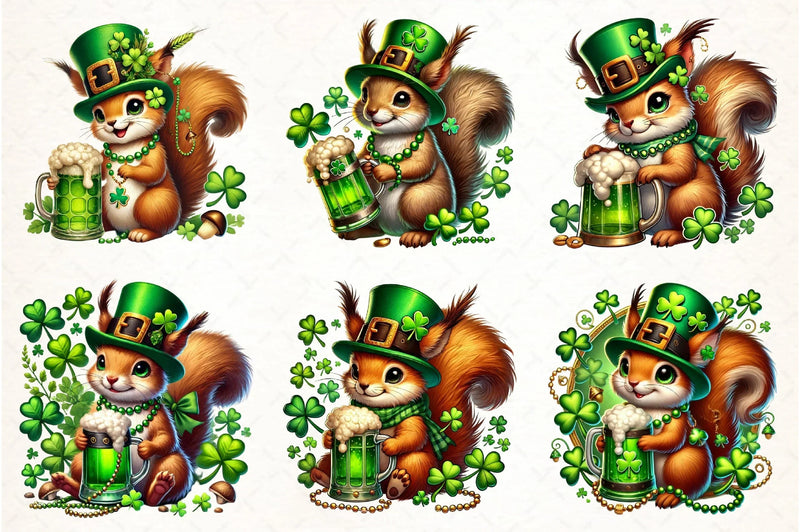 Cute Squirrel St. Patrick's Day Clipart Bundle - CraftNest - Digital Crafting and Art