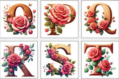 Wood Alphabet Rose Clipart Bundle 1 - CraftNest - Digital Crafting and Art
