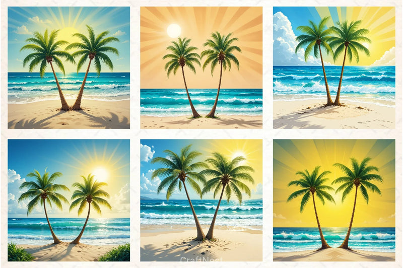 Summer Tropical Beach Clipart Bundle - CraftNest - Digital Crafting and Art