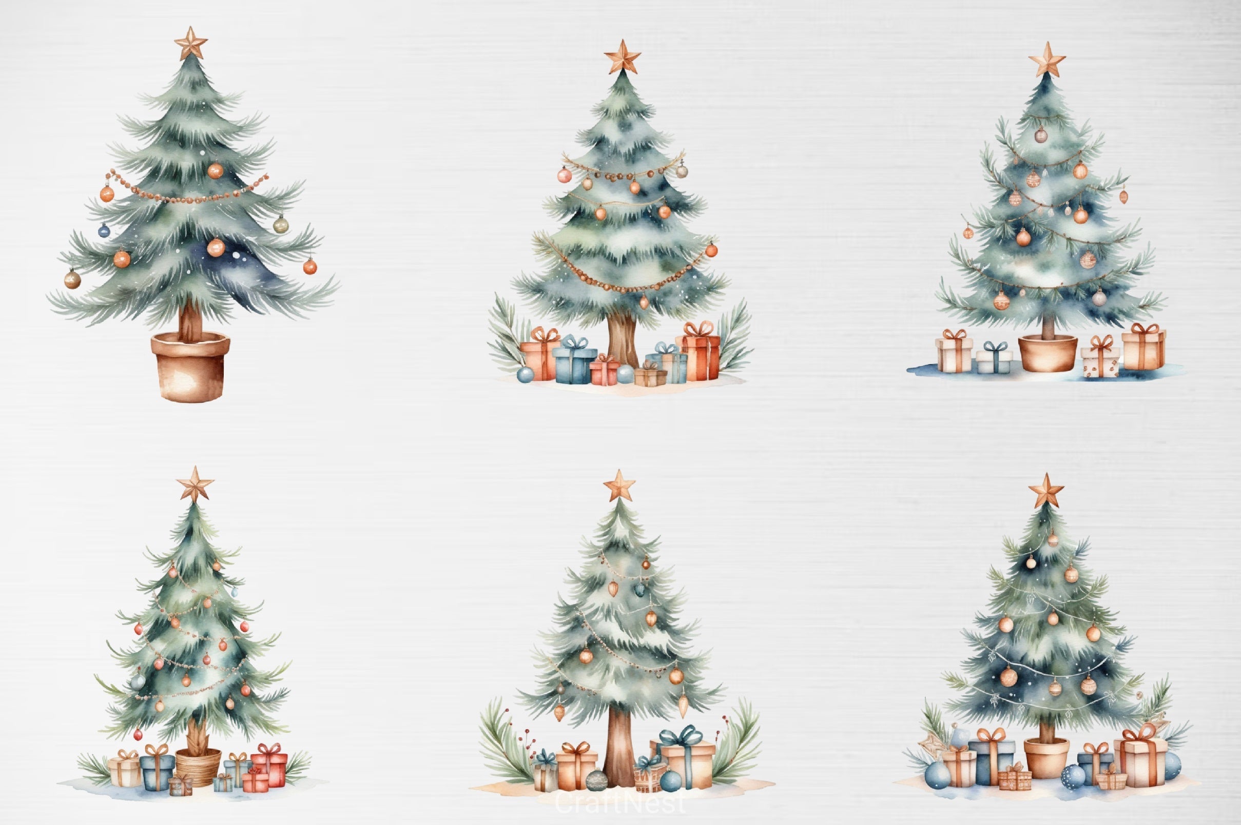 Cozy Winter Christmas Tree Clipart - CraftNest - Digital Crafting and Art