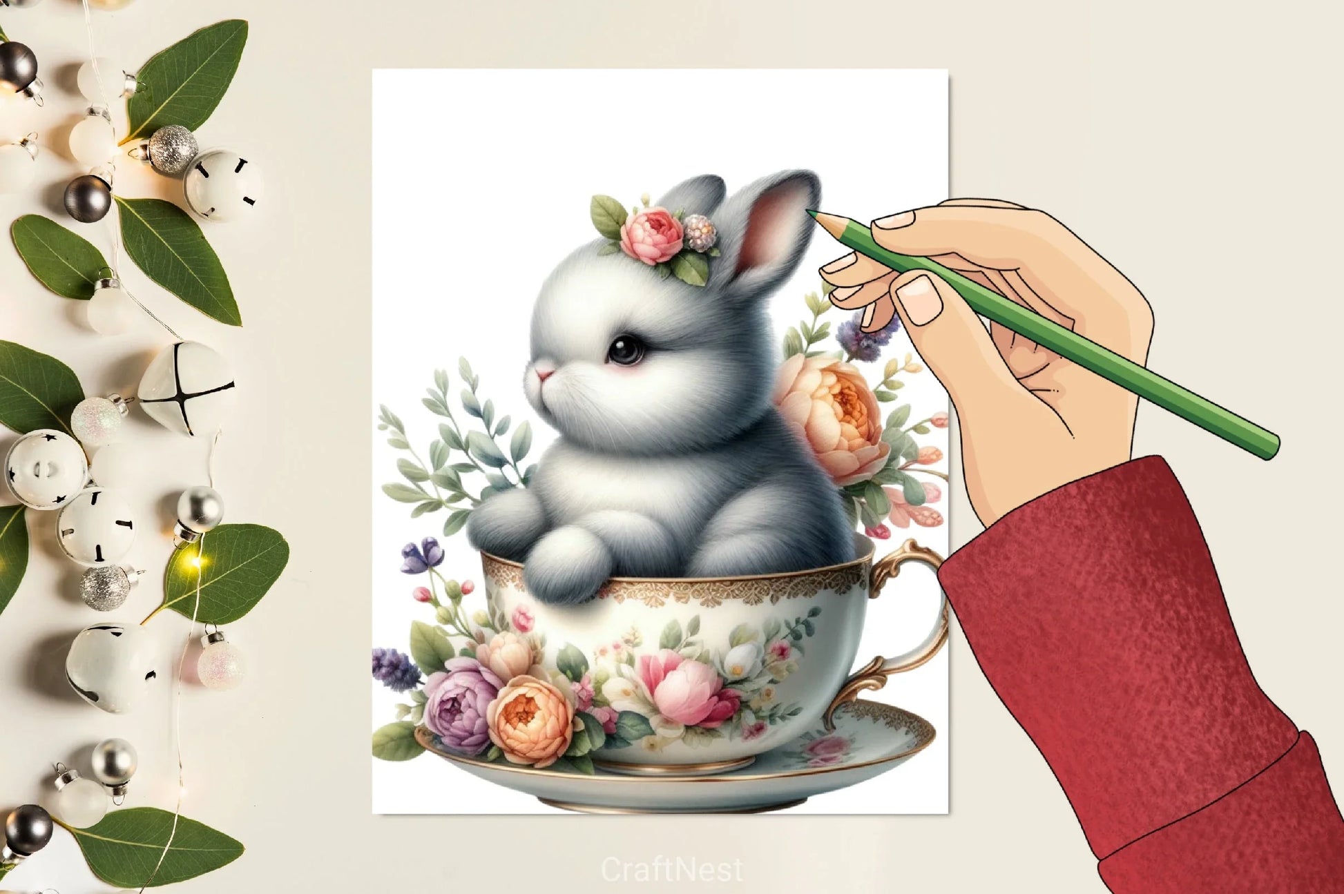 Bunny Teacup Clipart Bundle - CraftNest - Digital Crafting and Art