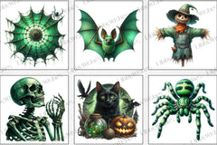 Antique Green Halloween Clipart Bundle - CraftNest - Digital Crafting and Art
