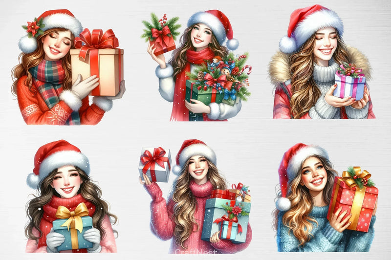 Winter Christmas Girl Clipart Bundle - CraftNest - Digital Crafting and Art
