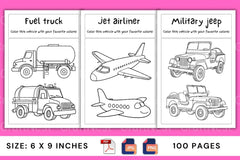 Vehicles Coloring Book for Kids - CraftNest - Digital Crafting and Art