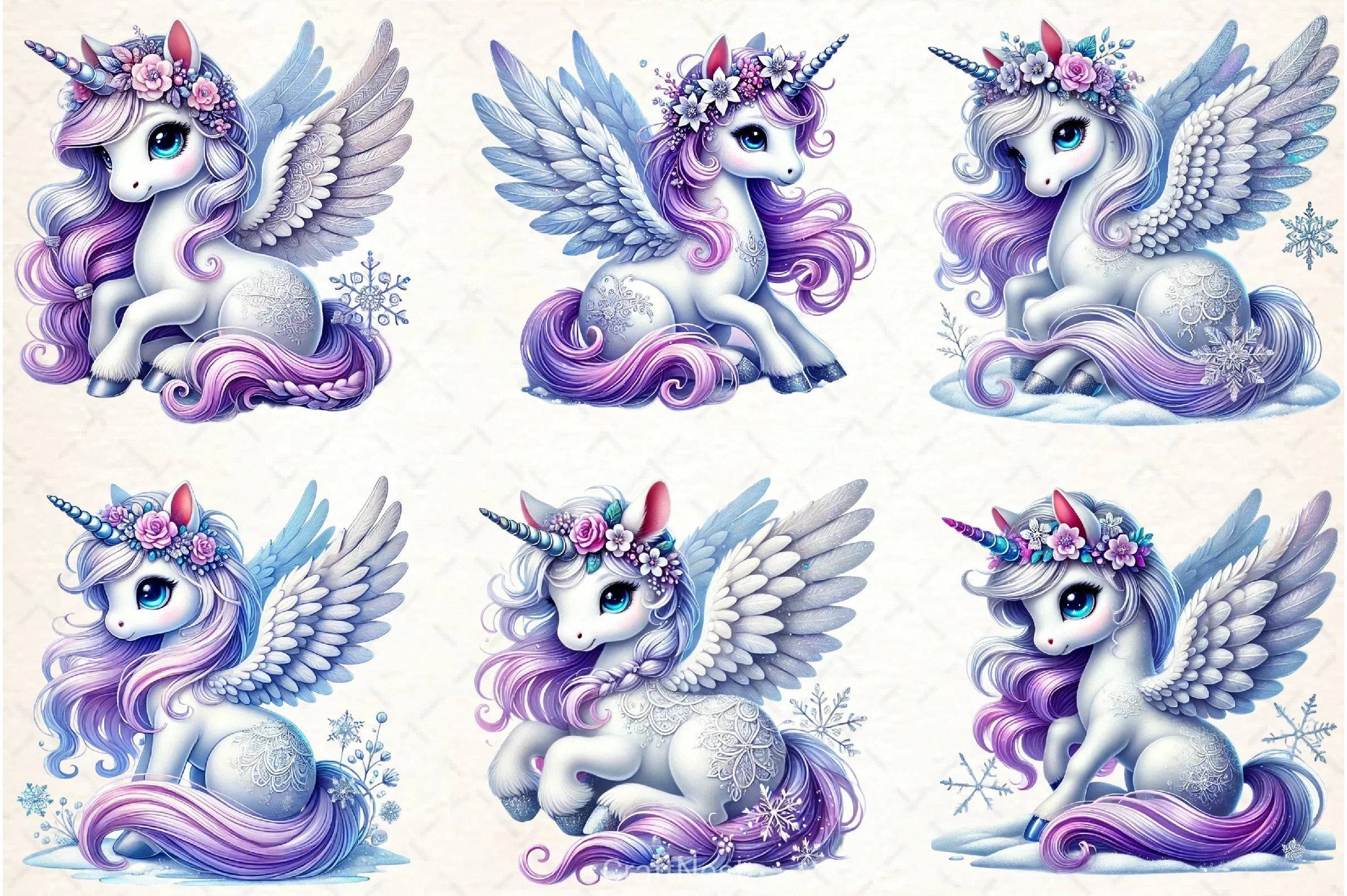 Cute Fairy Unicorn Clipart Bundle - CraftNest - Digital Crafting and Art