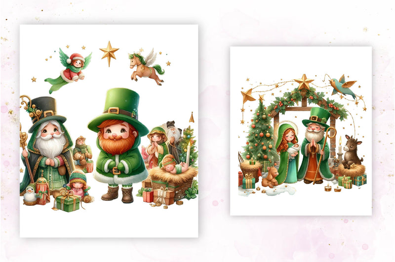 Cute St Patricks Day Nativity Scene Clipart Bundle - CraftNest - Digital Crafting and Art
