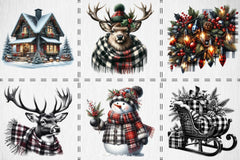 Black & White Plaid Christmas Clipart Bundle - CraftNest - Digital Crafting and Art