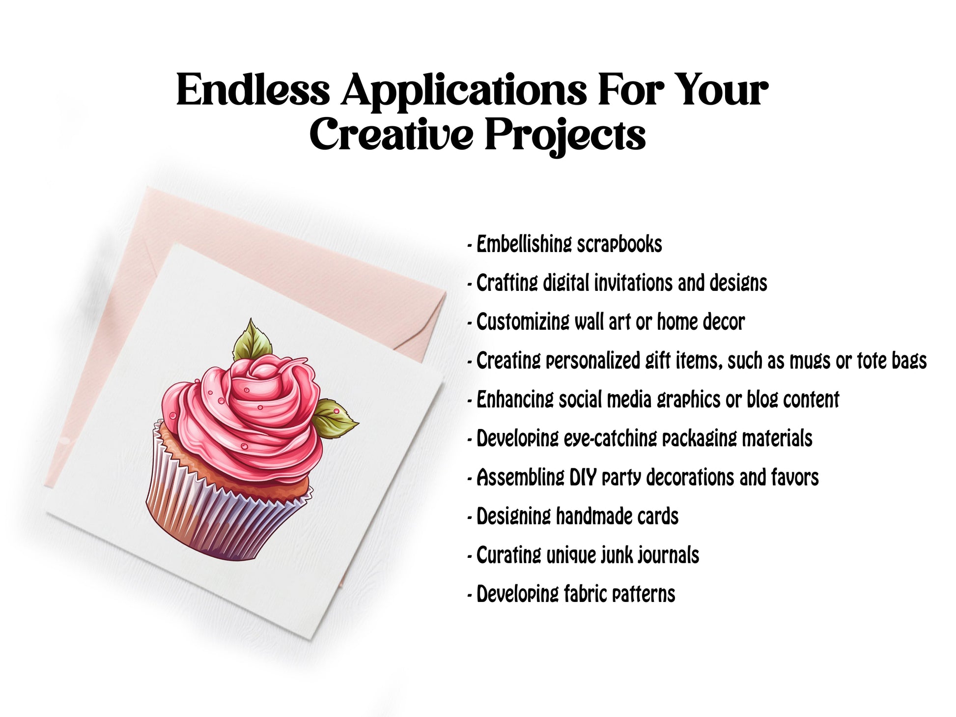 Flower Cupcakes Clipart - CraftNest