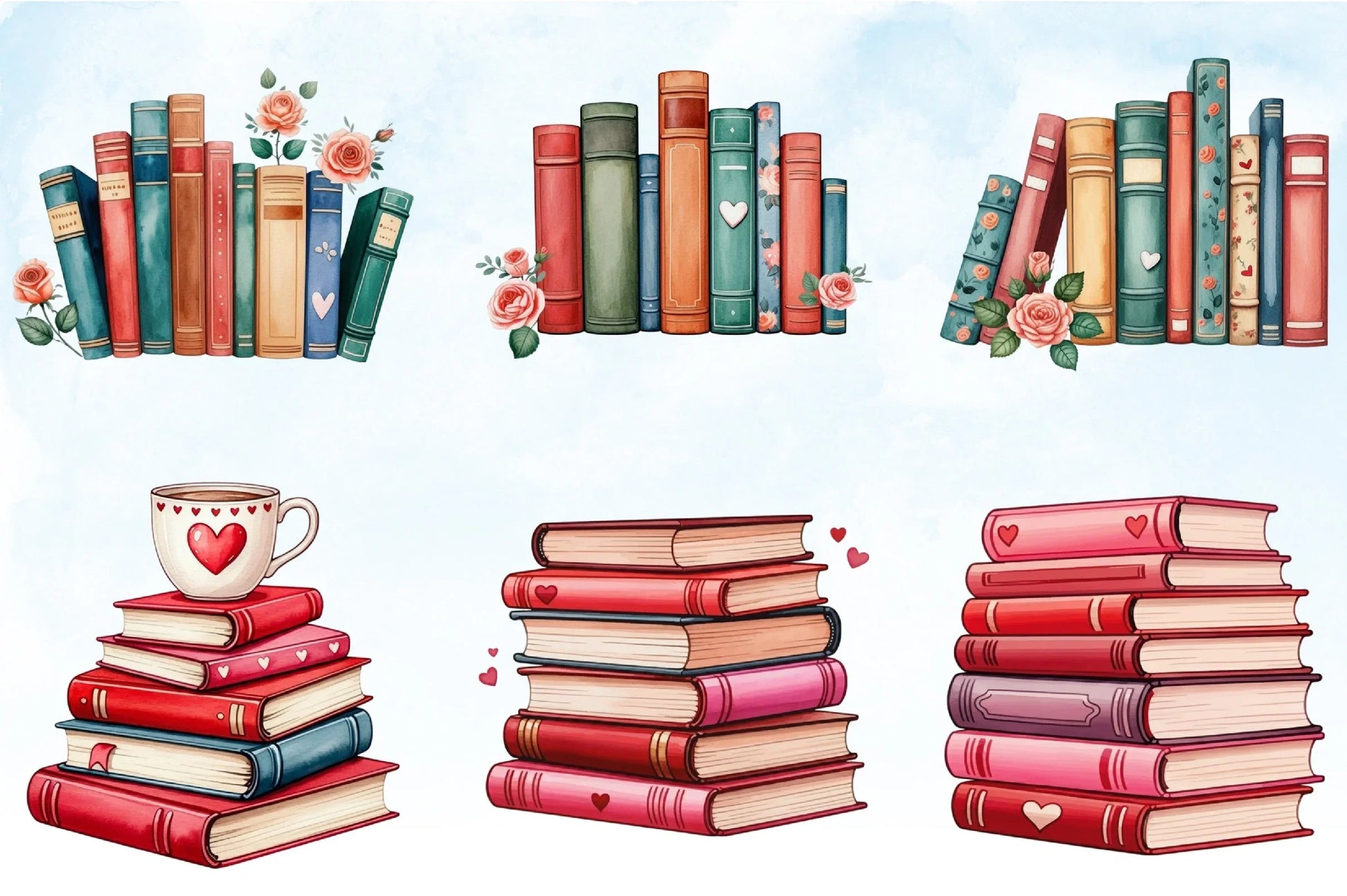 Retro Book Valentine Clipart Bundle - CraftNest - Digital Crafting and Art