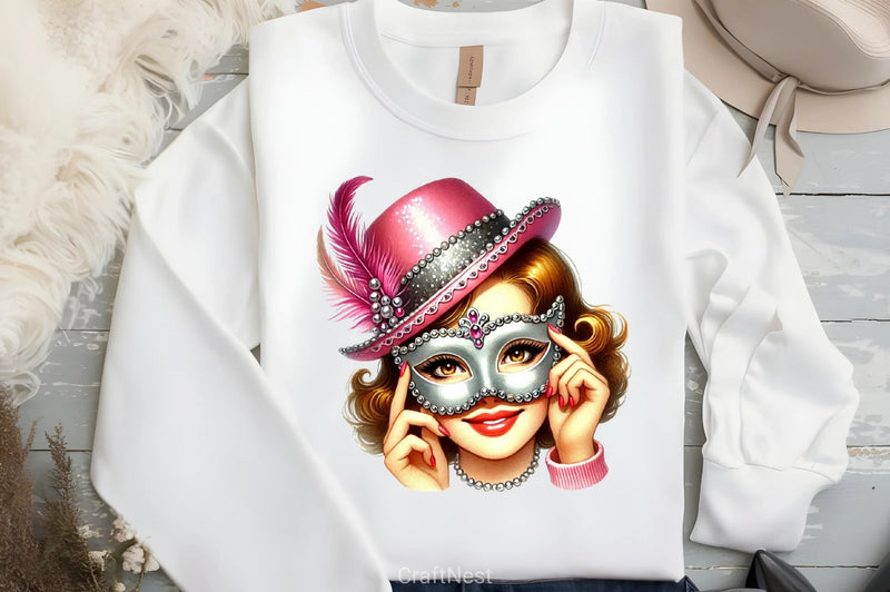 Mardi Gras Carnival Mask Girl Clipart Bundle 2 - CraftNest - Digital Crafting and Art