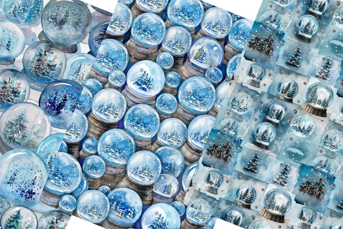 Christmas Snowglobes Junk Journal Papers - CraftNest - Digital Crafting and Art