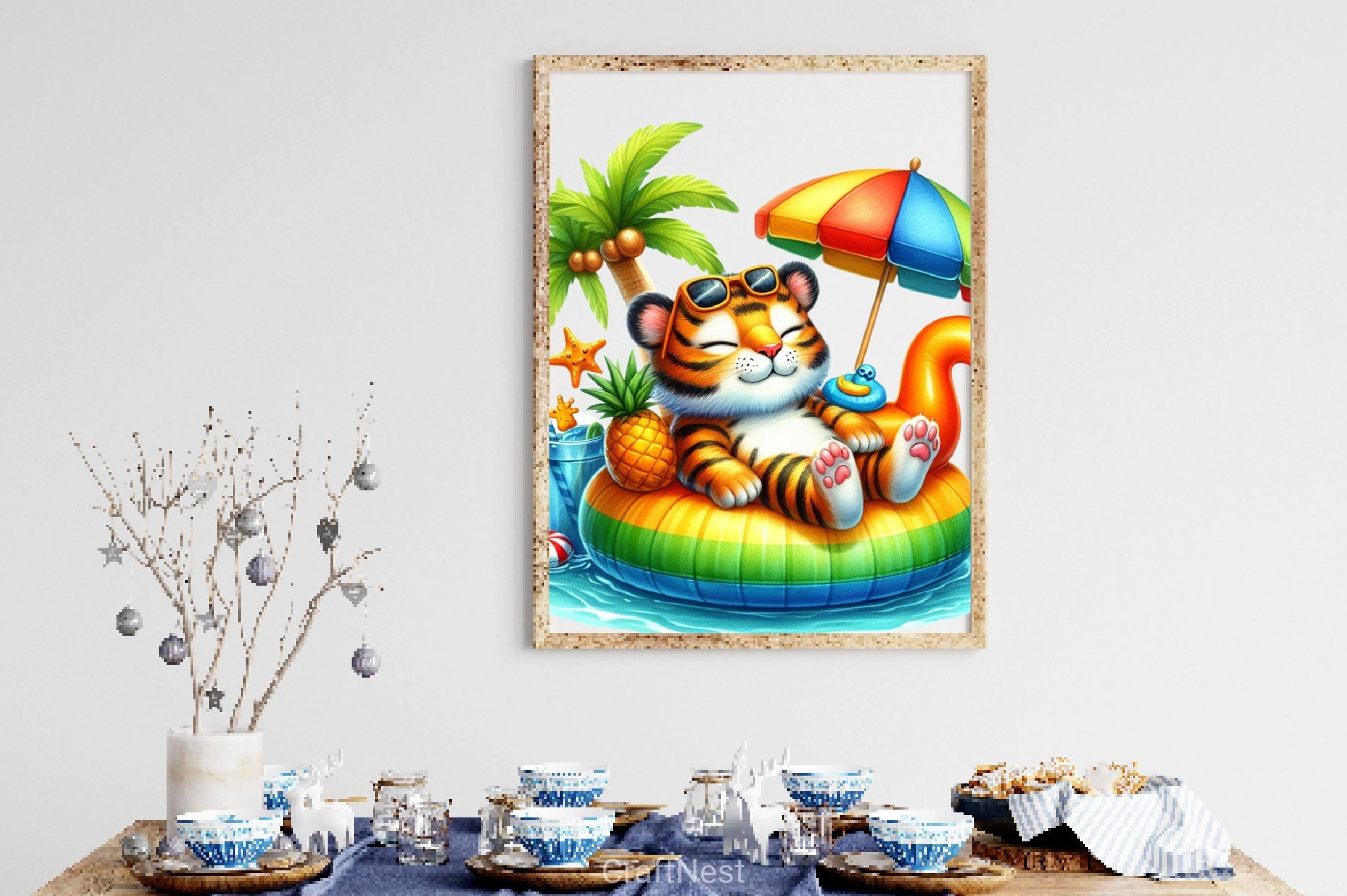 Animals Relaxing On Swimming Float Clipart Bundle