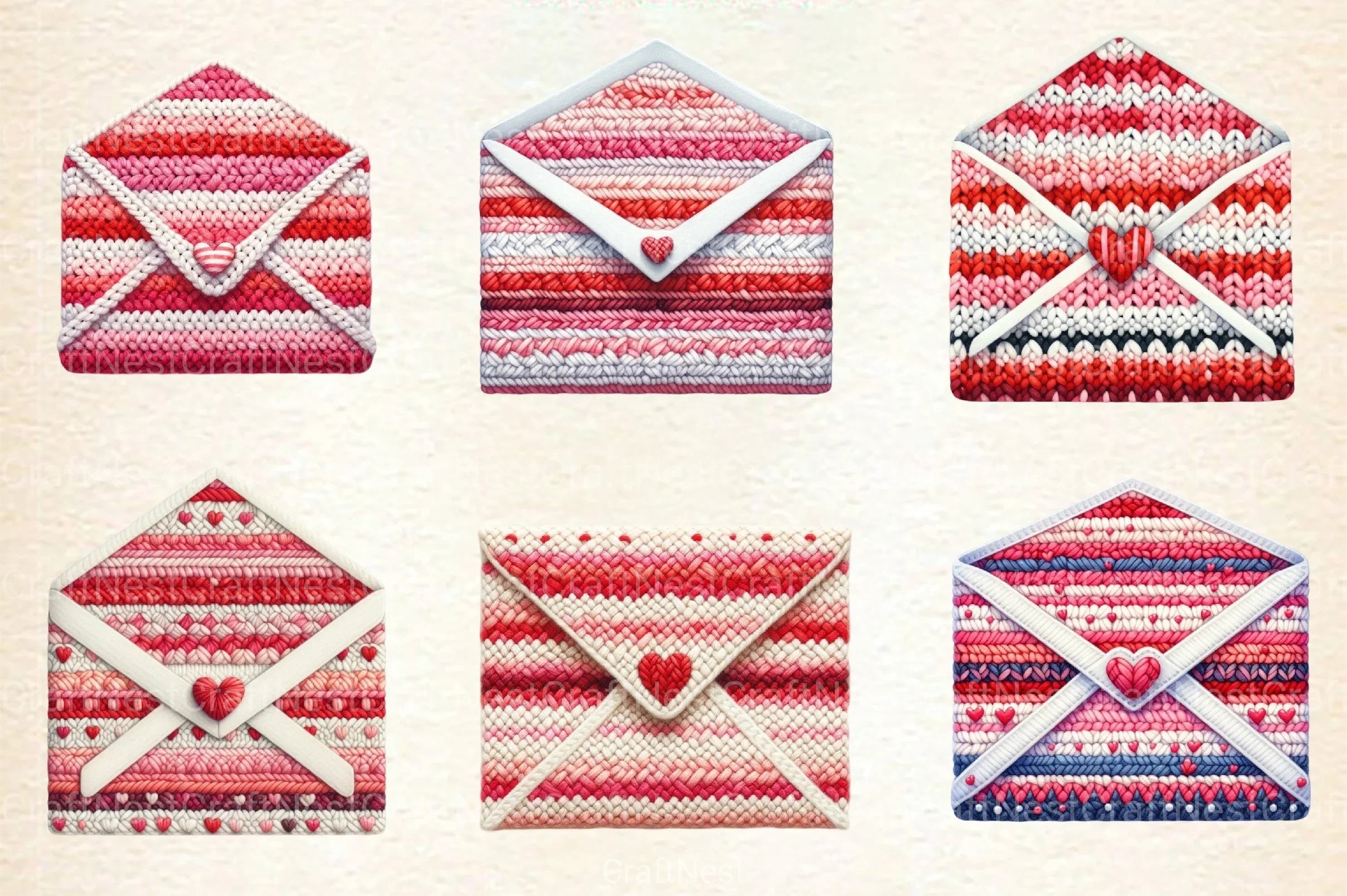 Valentine Crochet Envelopes Clipart Bundle 1 - CraftNest - Digital Crafting and Art
