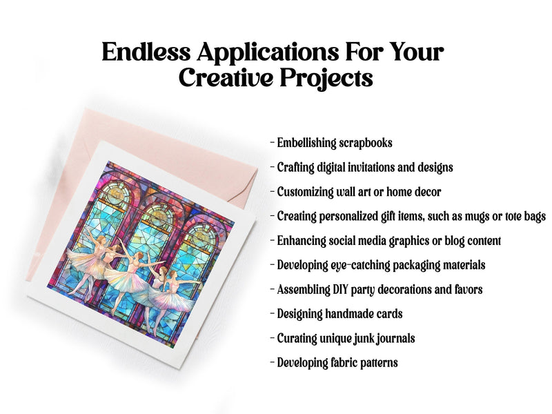 Stained Glass Ballet Dancers Clipart - CraftNest