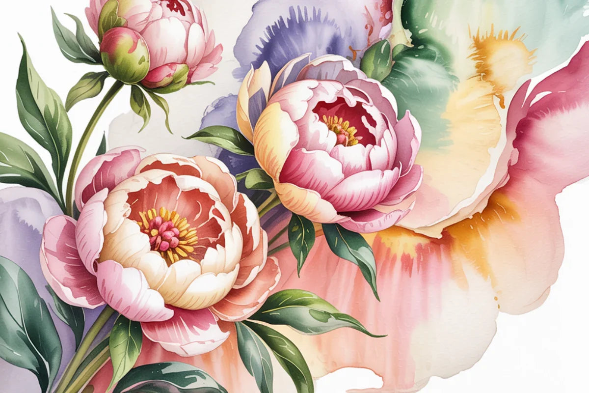 Watercolor Peonies Background Papers - CraftNest - Digital Crafting and Art