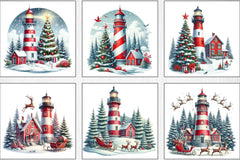 Lighthouse Christmas Clipart Bundle - CraftNest - Digital Crafting and Art