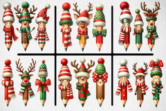 Christmas Winter Pencils Clipart Bundle - CraftNest - Digital Crafting and Art