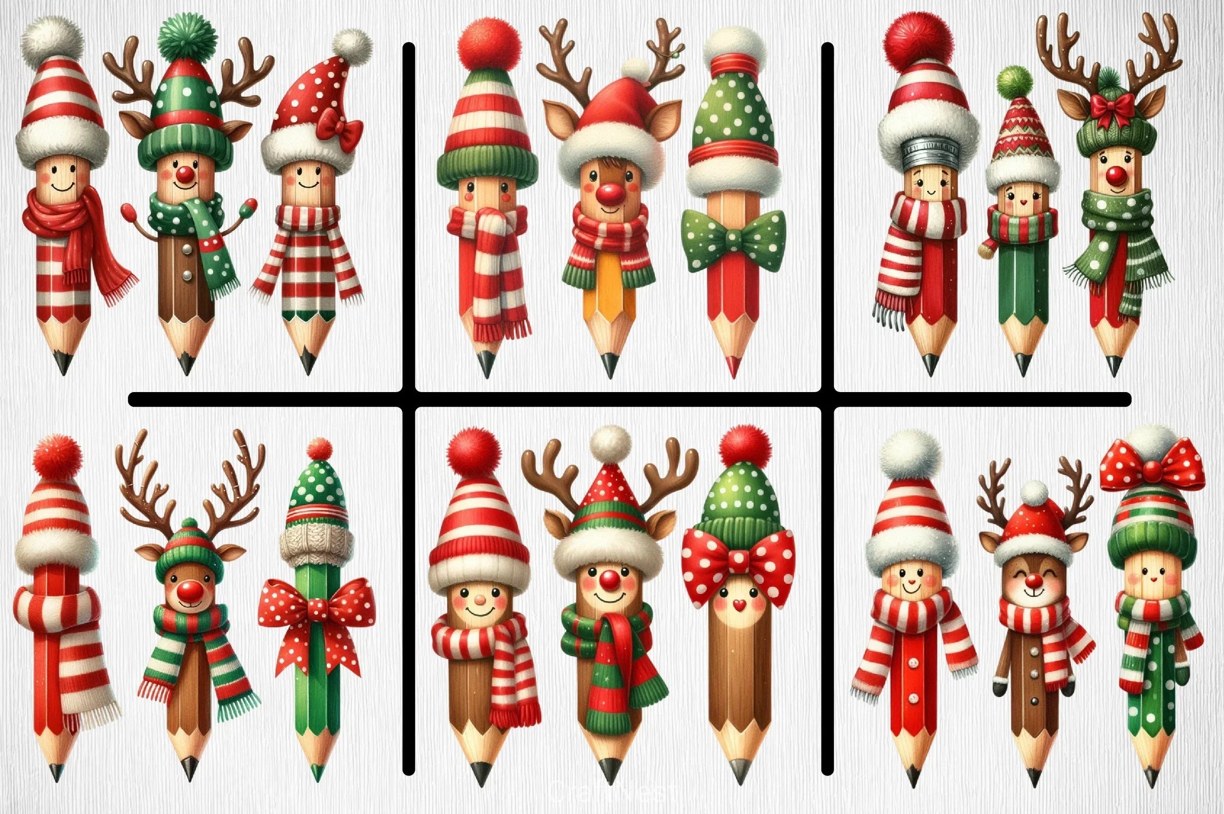 Christmas Winter Pencils Clipart Bundle - CraftNest - Digital Crafting and Art