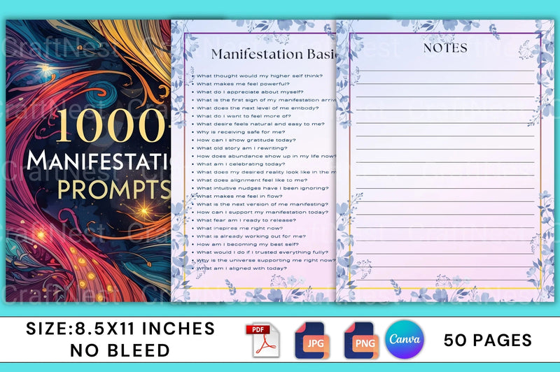 Manifestation Prompts Book for Personal Growth - CraftNest - Digital Crafting and Art