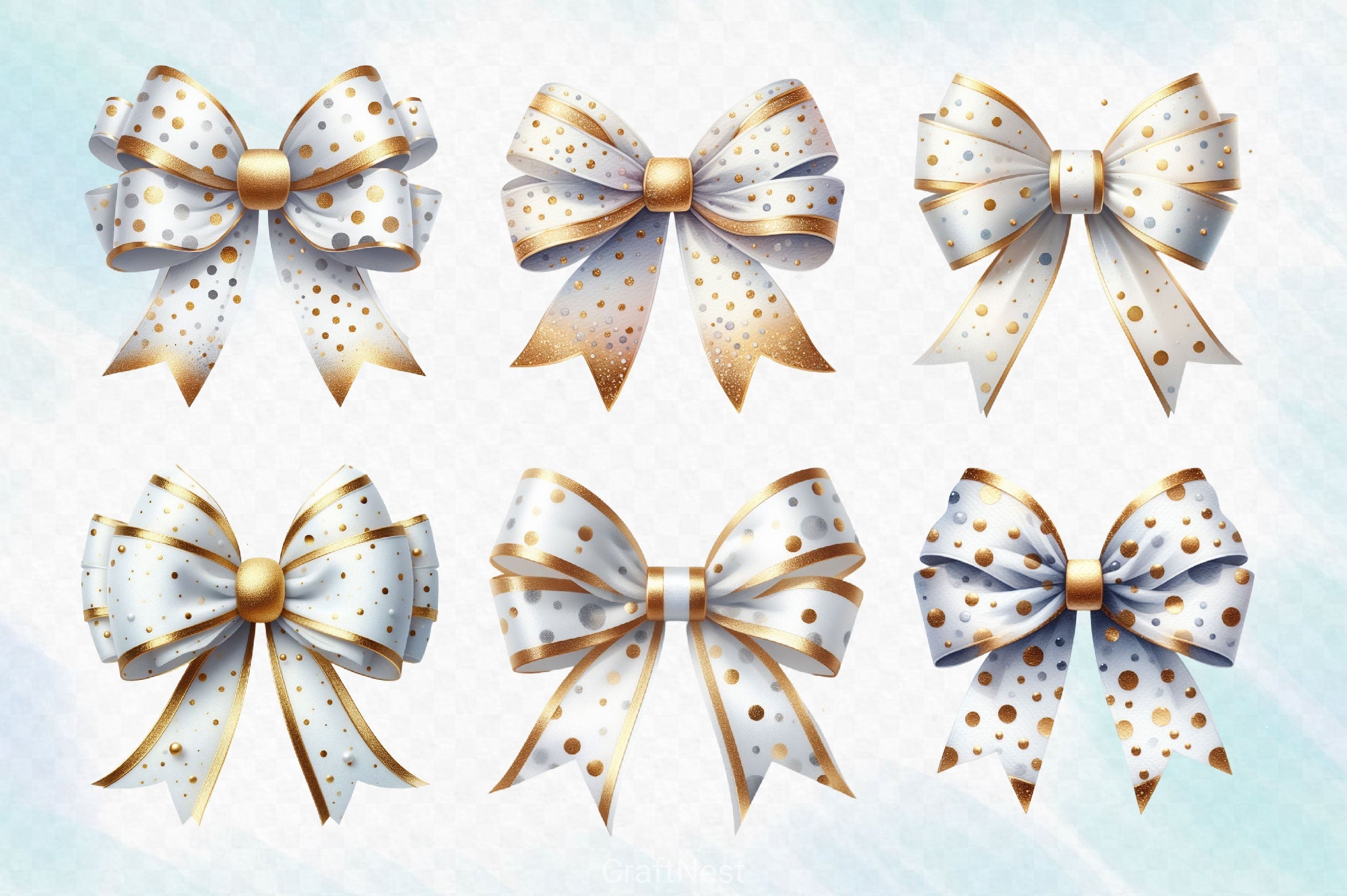 White Bow Clipart Bundle