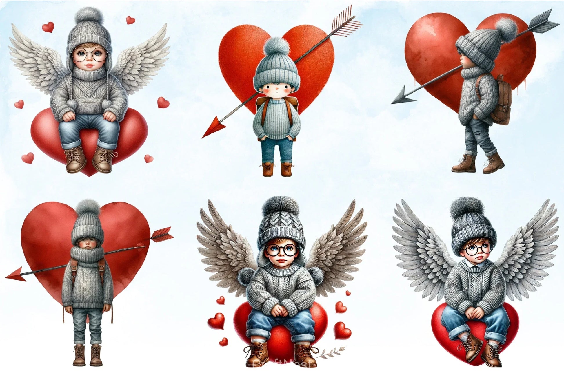 Valentine Cupid Boy Clipart Bundle - CraftNest - Digital Crafting and Art