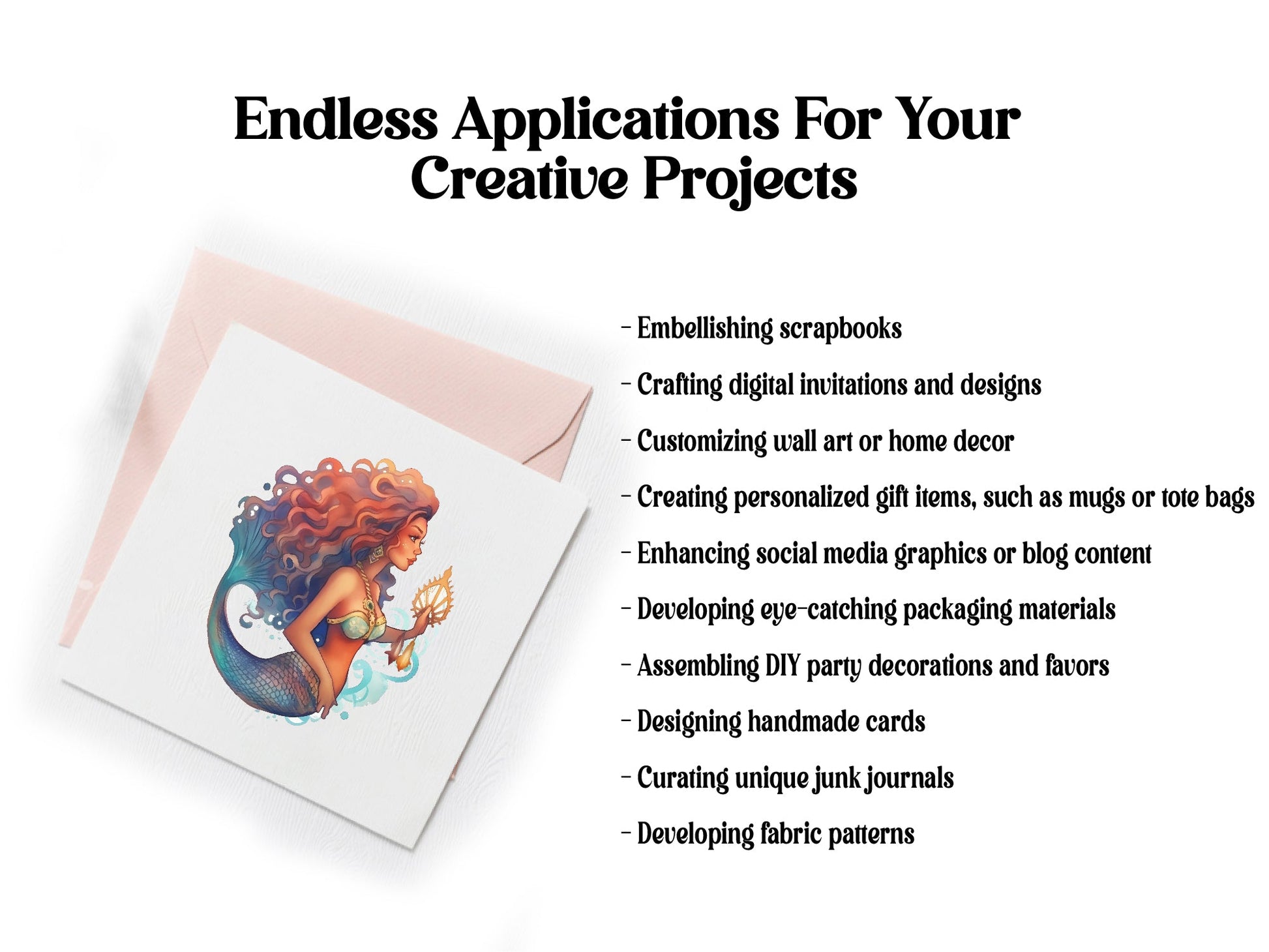 Black Mermaids Clipart - CraftNest