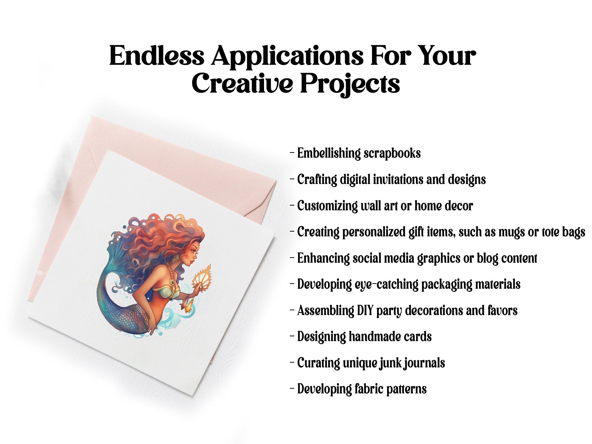 Black Mermaids Clipart - CraftNest