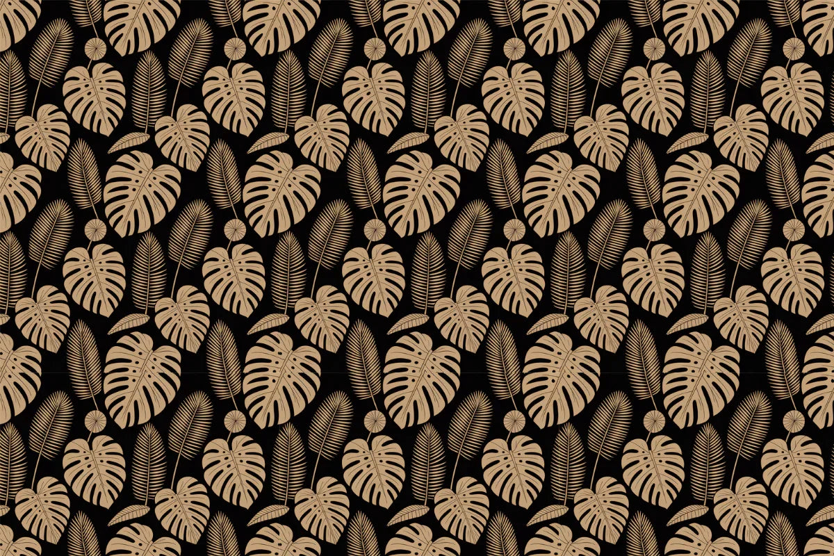Monstera Leaves Gold Seamless Papers - CraftNest - Digital Crafting and Art