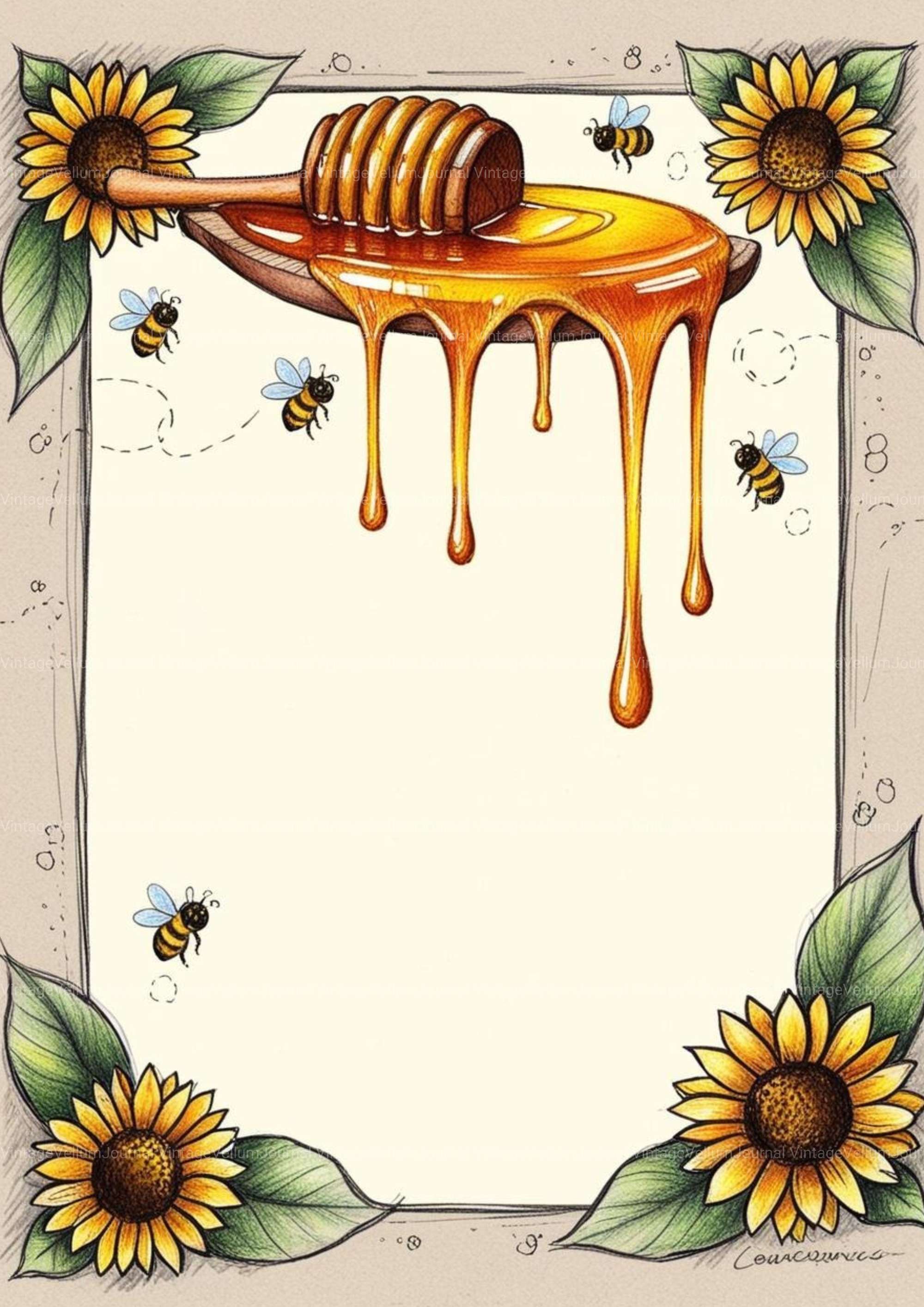 Honey Bees Junk Journal Pages - CraftNest - Digital Crafting and Art