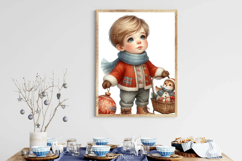 Retro Christmas Boy Clipart Bundle - CraftNest - Digital Crafting and Art