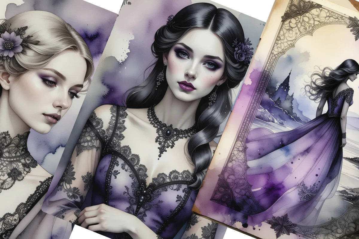 Purple Gothic Junk Journal Papers - CraftNest - Digital Crafting and Art