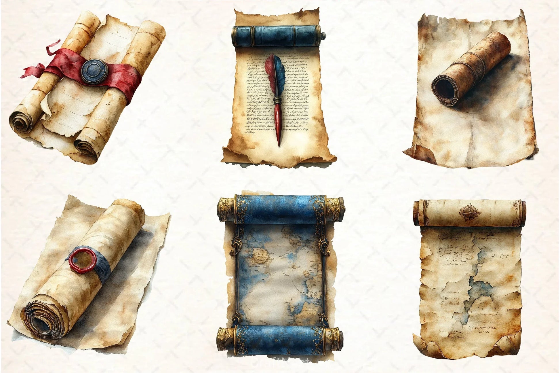 Vintage Medieval Scroll Clipart Bundle - CraftNest - Digital Crafting and Art