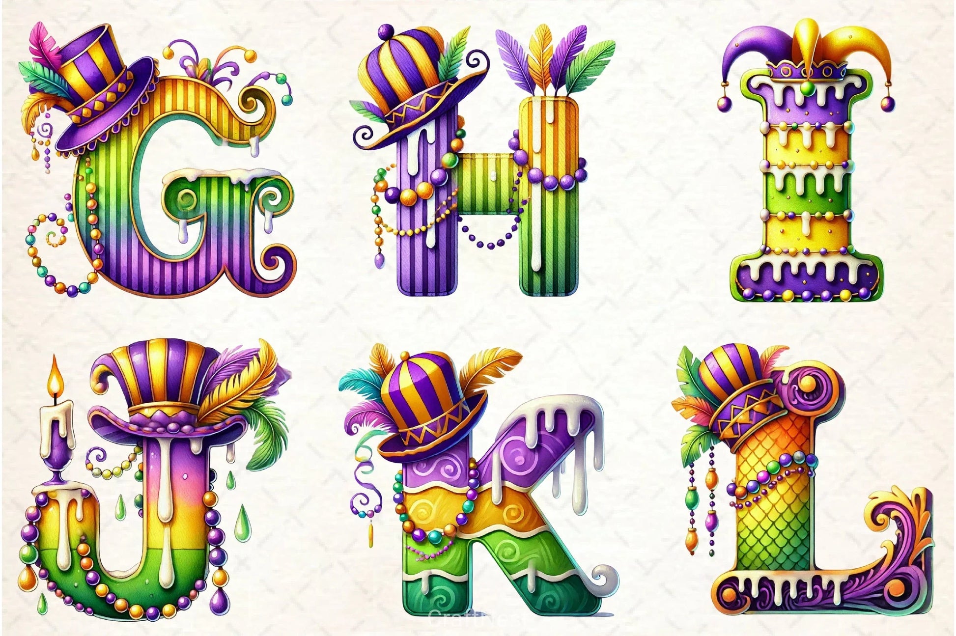Mardi Gras Alphabet Clipart Bundle - CraftNest - Digital Crafting and Art