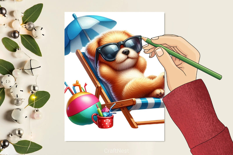 Cute Beach Dog Clipart Bundle - CraftNest - Digital Crafting and Art