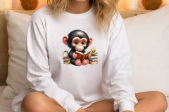 Cute Monkey Reading Clipart Bundle - CraftNest - Digital Crafting and Art