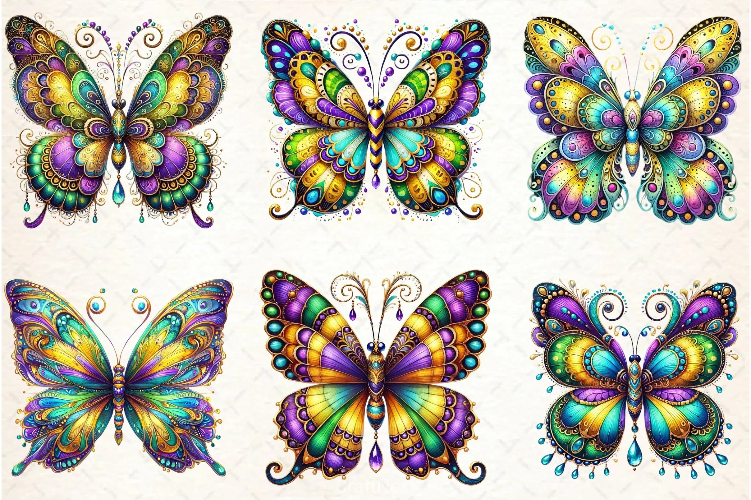 Mardi Gras Butterfly Clipart Bundle - CraftNest - Digital Crafting and Art