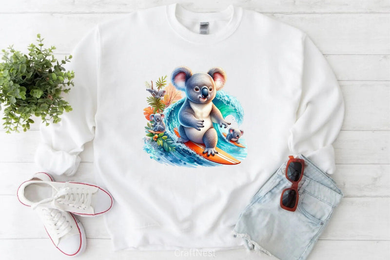 Cute Animals Surfing Clipart Bundle - CraftNest - Digital Crafting and Art